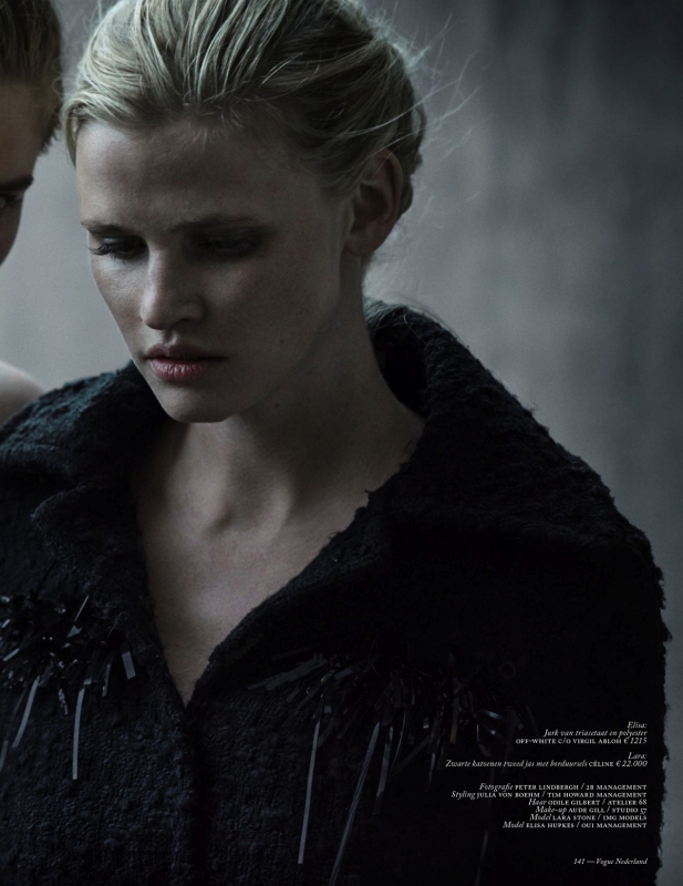 Elisa Hupkes first major story for Dutch Vogue October 2016, photographer Peter Lindbergh, stylist Julia von Boehm, hair Odile Gilbert and make-up Aude Gill 
