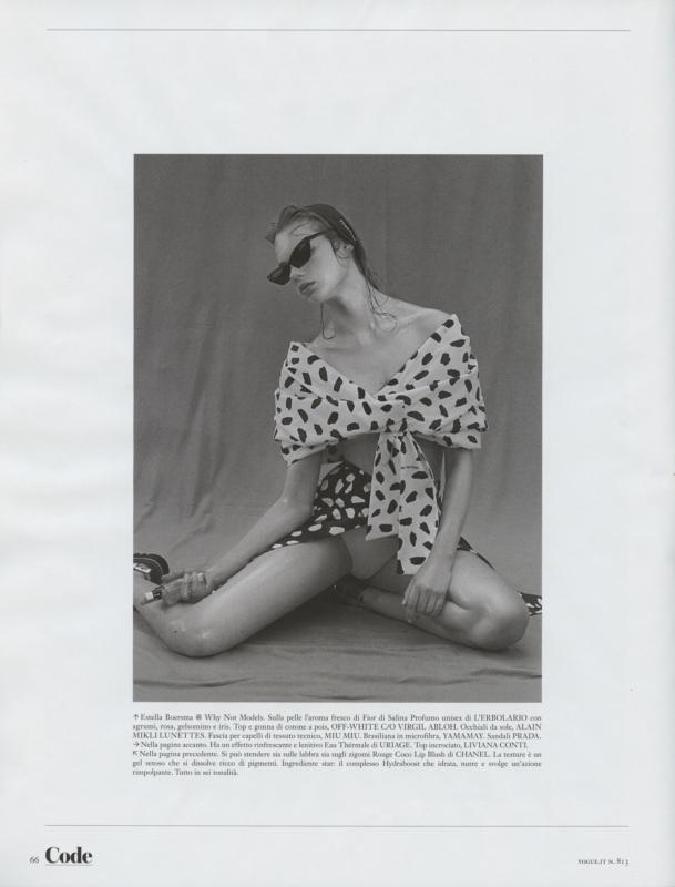 Estella Boersma for Italian Vogue May 2018, Photographer Marianna Sanvito, Stylist Celestine Cooney 