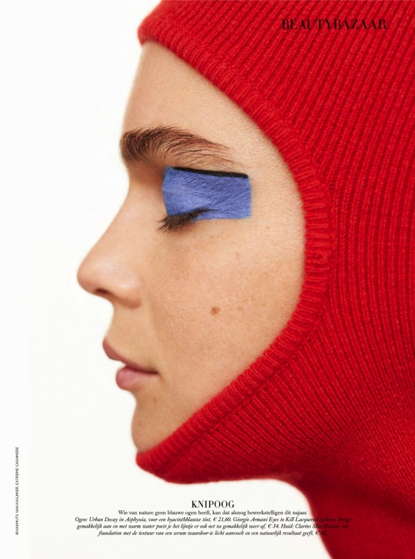 Warm and colorful Kim Noorda for beauty story Dutch Harpers Bazaar December 2018, Photographer Zoltan Tombor, Make-up Anita Jolles 