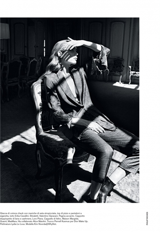 An elegant Kim Noorda for D La Repubblica November 2018, Photographer Philip Riches, Stylist  Carlo Pregnolato, Hair Lydia Lelou, Make-up Pernell Kusmus 