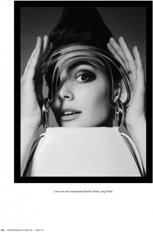 Romy Schönberger in an impressive story for Dutch Harpers Bazaar December 2018, photographed by Tim Verhallen, Styled by Astrid Schilders, Hair by Daan Kneppers and make-up by Anita Jolles 