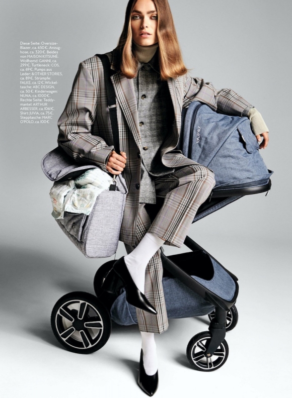 Sophie Vlaming in an elegant working mum story for Instyle, Photographer Jouke Bos, Stylist Julia Zirpil, Make-up Elise Hamann, Hair Siko van Berkel 
