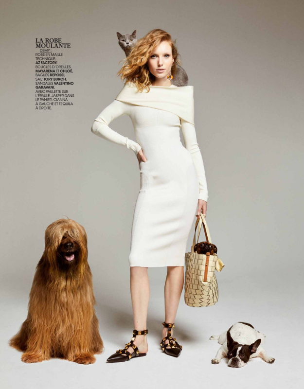 Animal lover Demy de Vries in a very cute story for Madame Figaro, Photographer Luc Braquet, Stylist Carole Matray, Make-up Maud Eigenheer, Hair Taan Doan 