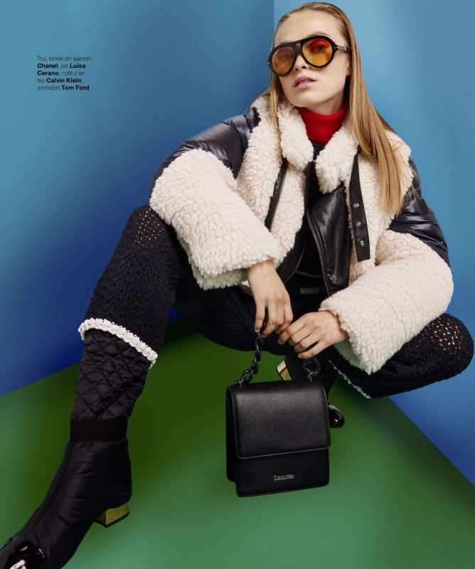 A Groovy winter with Sophie Vlaming for dutch Marie Claire, Photographer Martijn Senders, Stylist Pedro Dias, Hair Sokolov Yevgen and Make-up Yvonnen Usdorfer. 